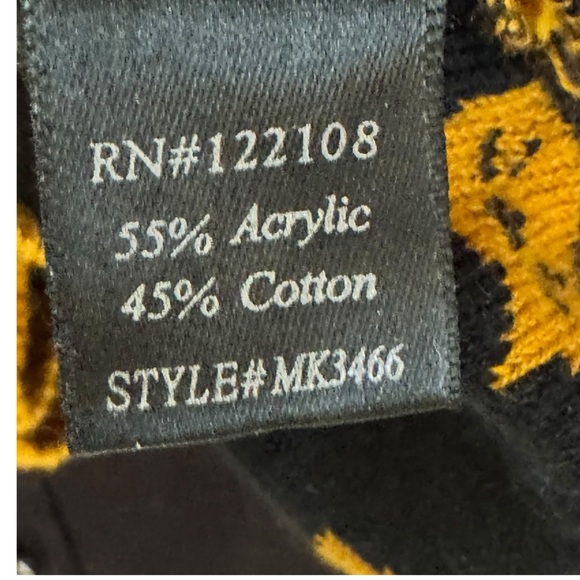 Yemak Black Cat Patterned mustard Yellow cardigan Sweater 3/4 sleeve size S - Picture 11 of 13